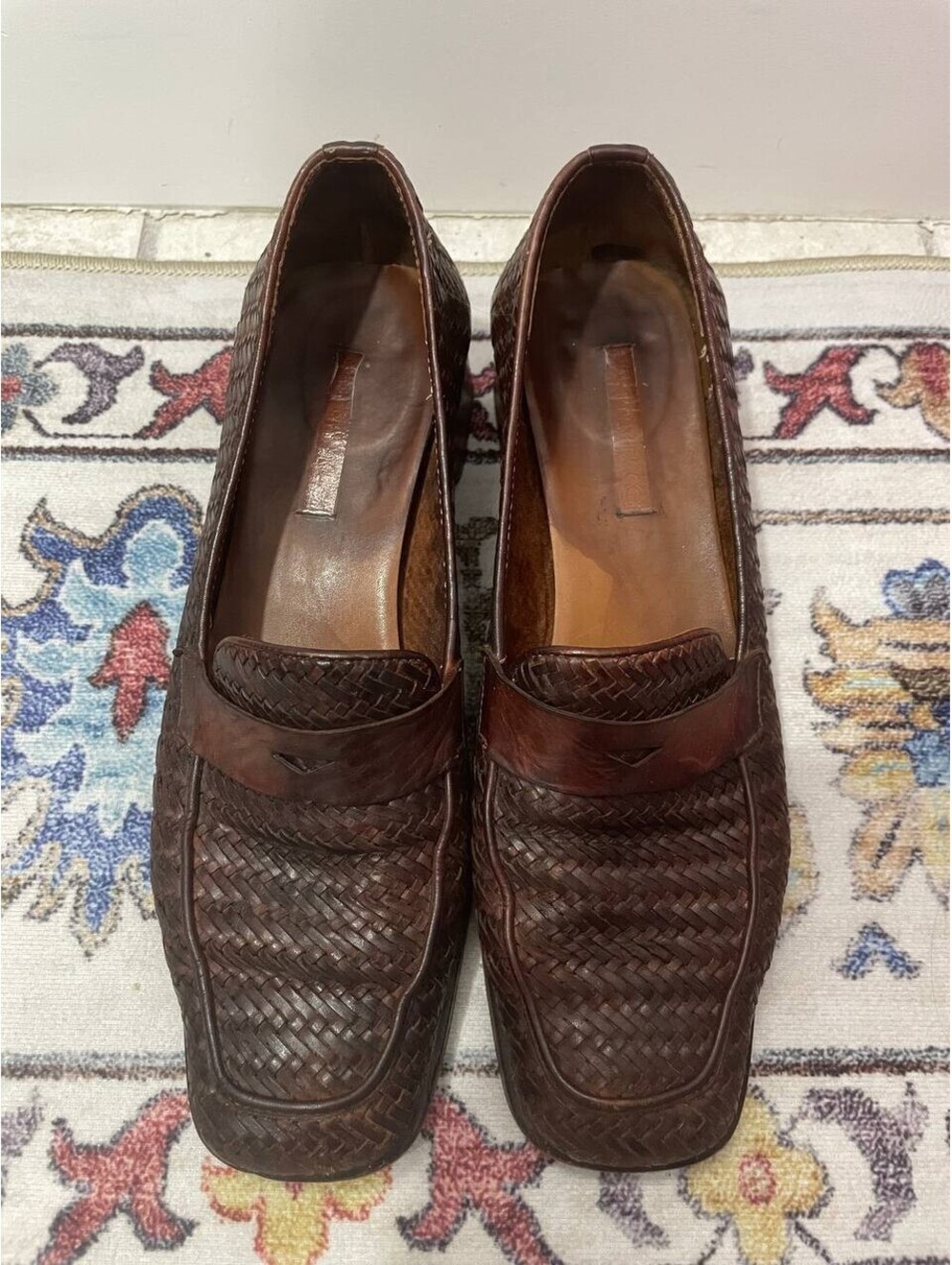 Women's Italian Loafer Heels Size 7 M Brown Leather